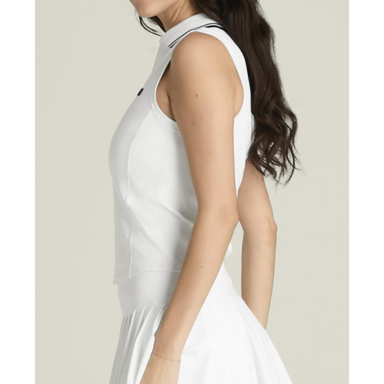 W RIB SLEEVELESS POLO BRIGHT WHITE