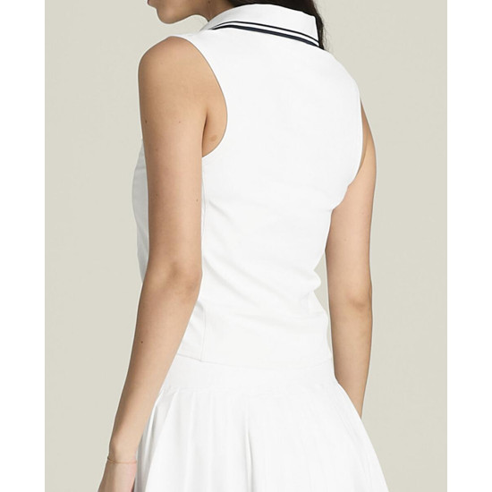 W RIB SLEEVELESS POLO BRIGHT WHITE